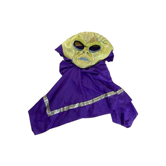 Vintage Green/Purple Space Martian Alien Hooded Mask Missing Eyes - OS - Picture 1 of 11